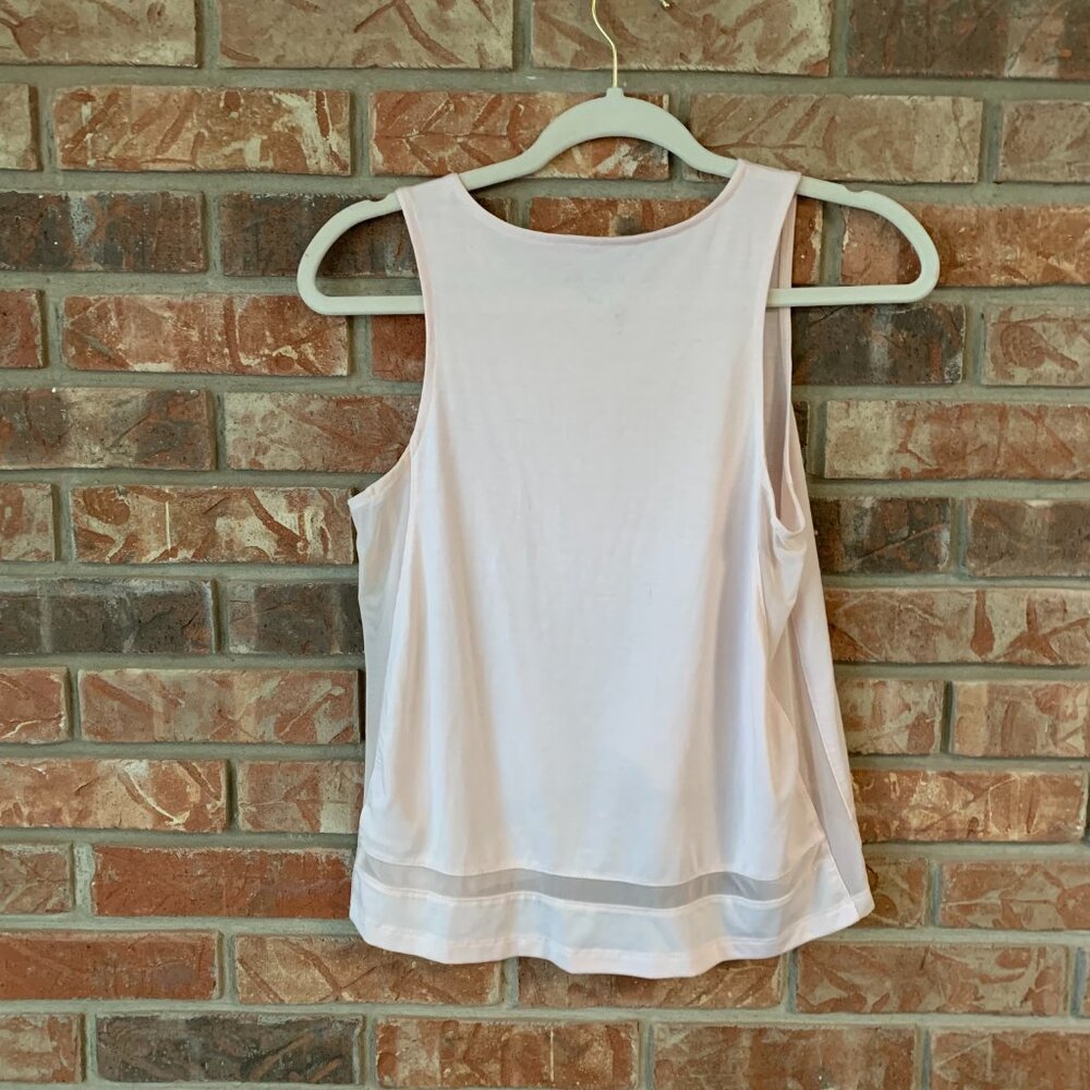 Athleta Essence Mesh Trim Women's Pale Pink XX-Small Sleeveless Tank Top EUC - Picture 3 of 11